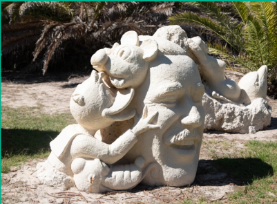sculpture at beach sand Channel 7 Get Reel Two Rocks - Atlantis Beach